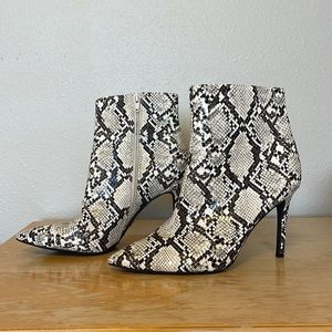 INC snakeskin booties